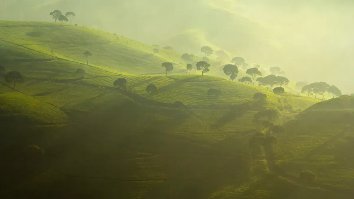 Perkebunan Teh Cukul, Pangalengan. (Sumber: Wikimedia)