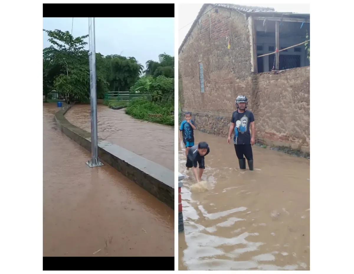Sungai di Parahyangan Kencana tak mampu menahan volume air hingga menyebabkan banjir. (Sumber: Warga Parahyangan Kencana | Foto: Rahmat Tonı)