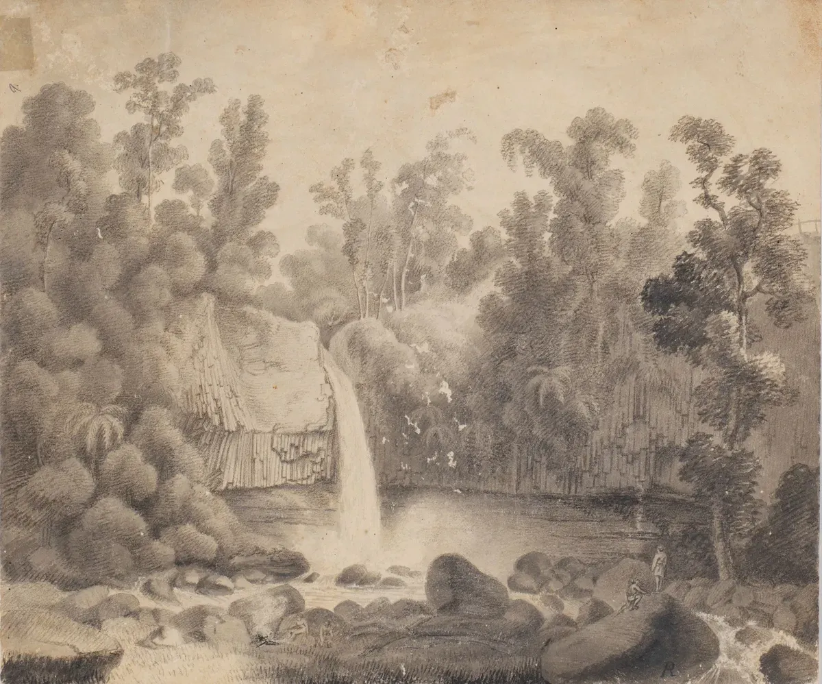 Lukisan Curug Jompong tahun 1819-an. (Sumber: Rijksmuseum)