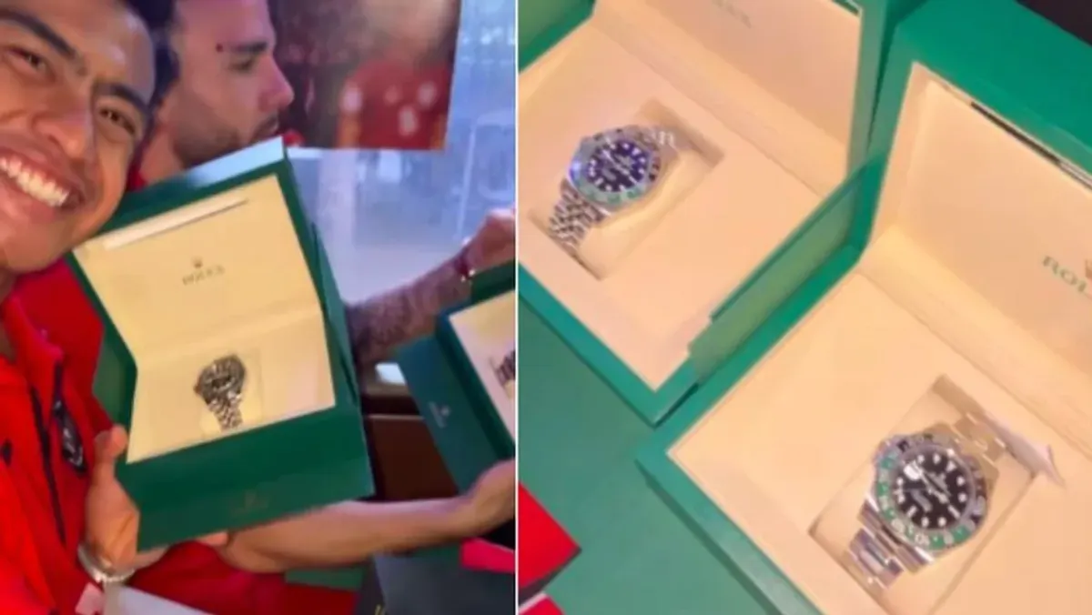 Hadiah jam tangan Rolex untuk pemain Timnas Indonesia dari Presiden Prabowo Subianto. (Sumber: Instagram Story/justinhubner5)