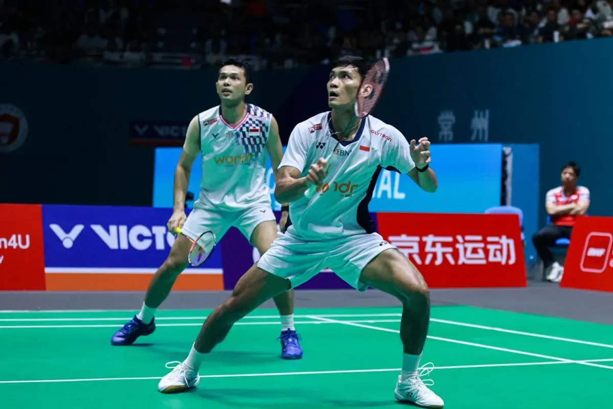 Muhammad Shohibul Fikri (kiri) dan Fajar Alfian. (Sumber: Dok. PBSI)