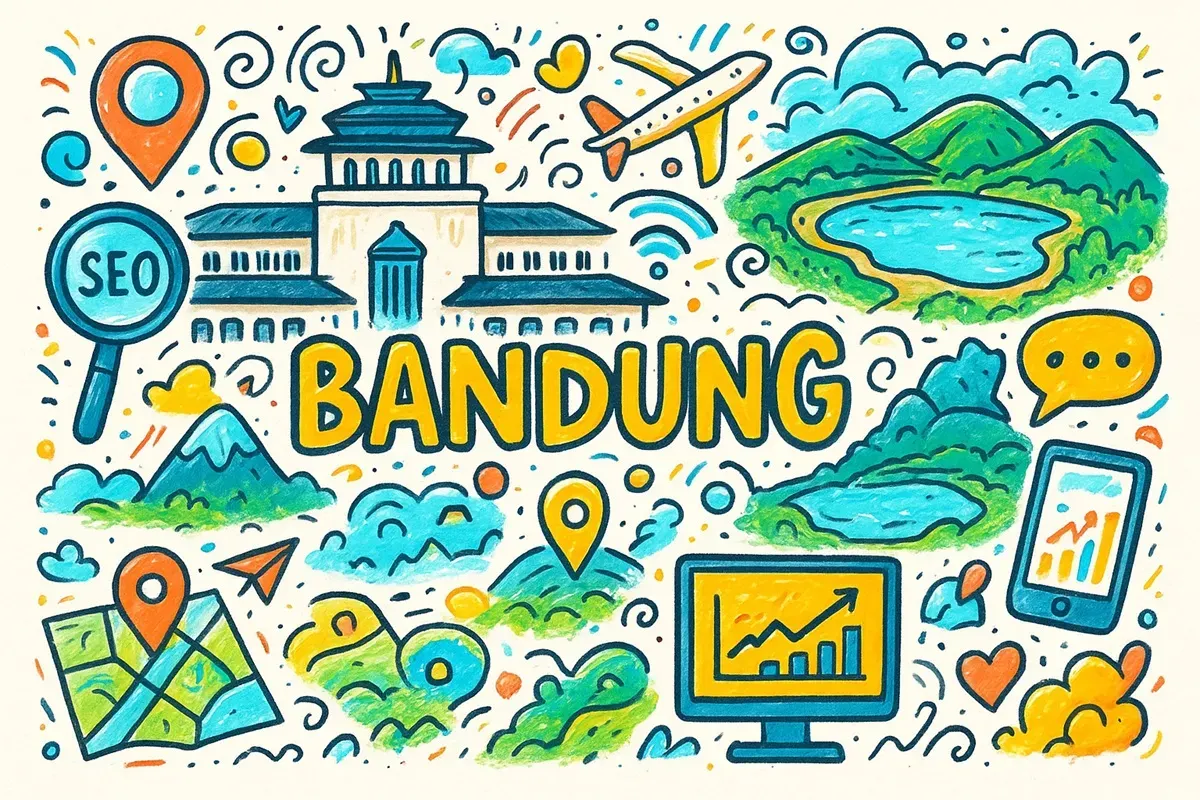 Optimalisasi promosi wisata Kota Bandung melalui strategi SEO dan GEO agar situs resmi lebih mudah ditemukan di mesin pencari. (Sumber: AI Generated/ChatGPT)