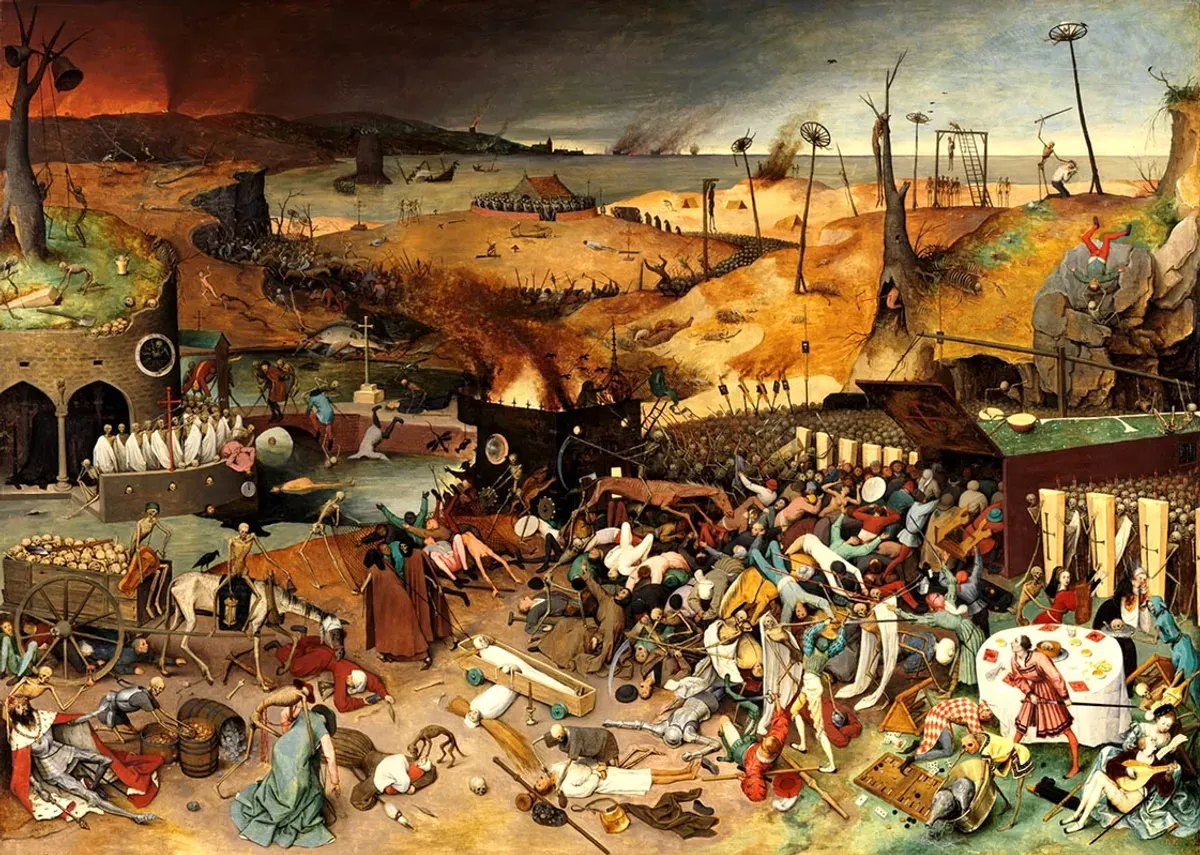 Lukisan The Triumph of Death dari Pieter Bruegel (1562) yang terinspirasi dari Black Death. (Sumber: Wikipedia)