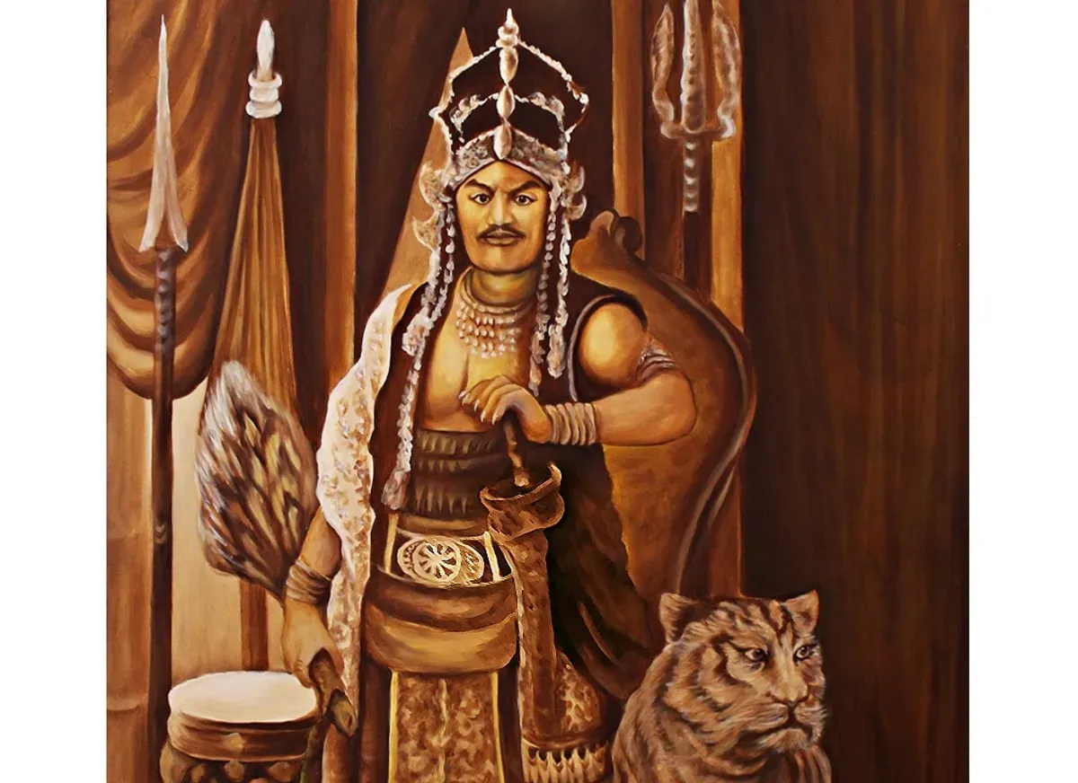 Sri Baduga Maharaja, nama resmi Prabu Siliwangi yang bertakhta di Pakuan Pajajaran pada abad ke-15. (Sumber: Wikimedia Commons | Foto: Lukisan karya Ridho dari Desa Sancang, Cibalong, Garut.)