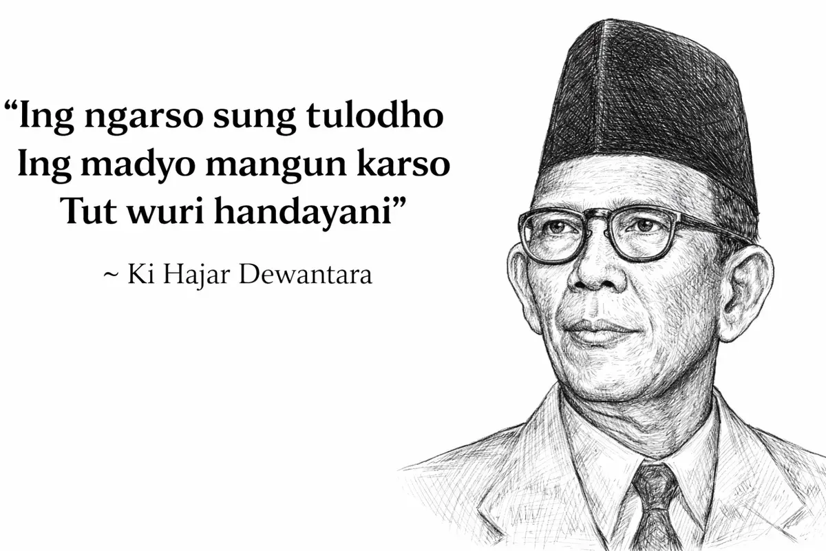 Ki Hajar Dewantara, tokoh pendidikan Indonesia. (Sumber: Ilustrasi oleh ChatGPT)