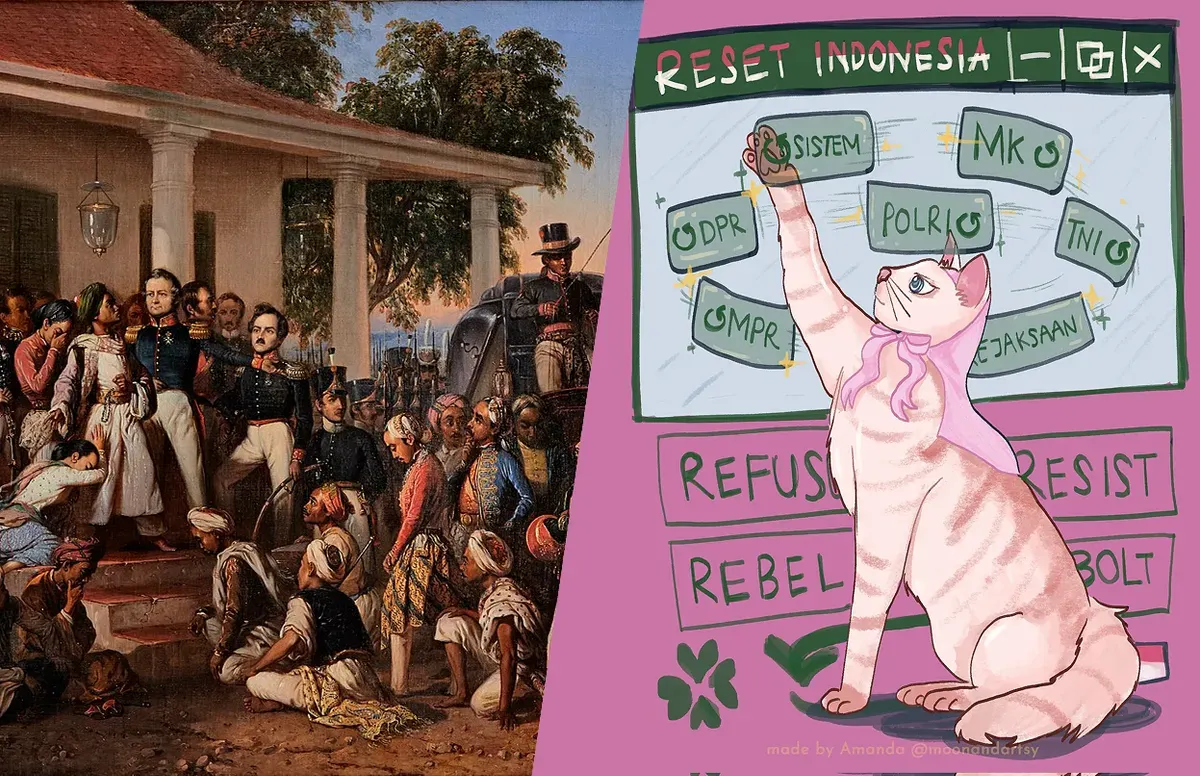 Ilustrasi lukisan karya Raden Saleh dan seni modern. (Sumber: istimewa)
