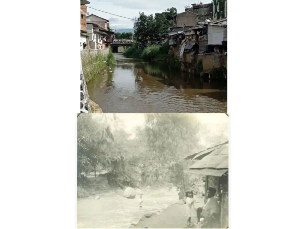 Salah satu perkampungan tua di pusat bandung, gang Apandi (Cibantar). (Sumber: Koleksi pribadi dan koleksi werelculturn.nl 1910)
