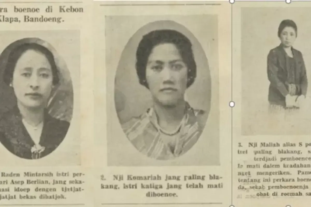 Mintarsih, Komariah, dan Maliah merupakan tiga dari lima korban dalam tragedi pembunuhan brutal di kediaman Asep Berlian. (Sumber: Sin Po, 9 Februari 1935)