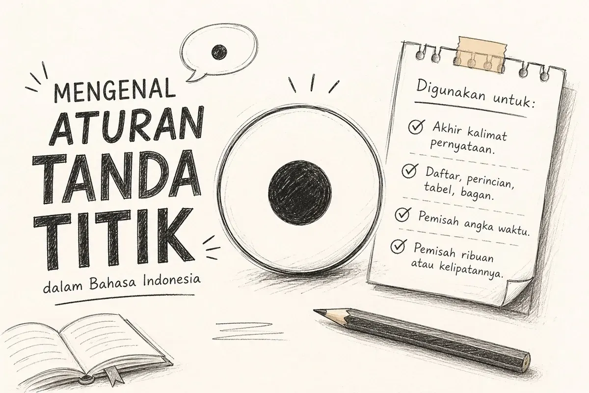 Tanda titik, meski tampak sederhana, banyak orang masih keliru dalam penggunaannya. (Sumber: Ilustrasi oleh ChatGPT)