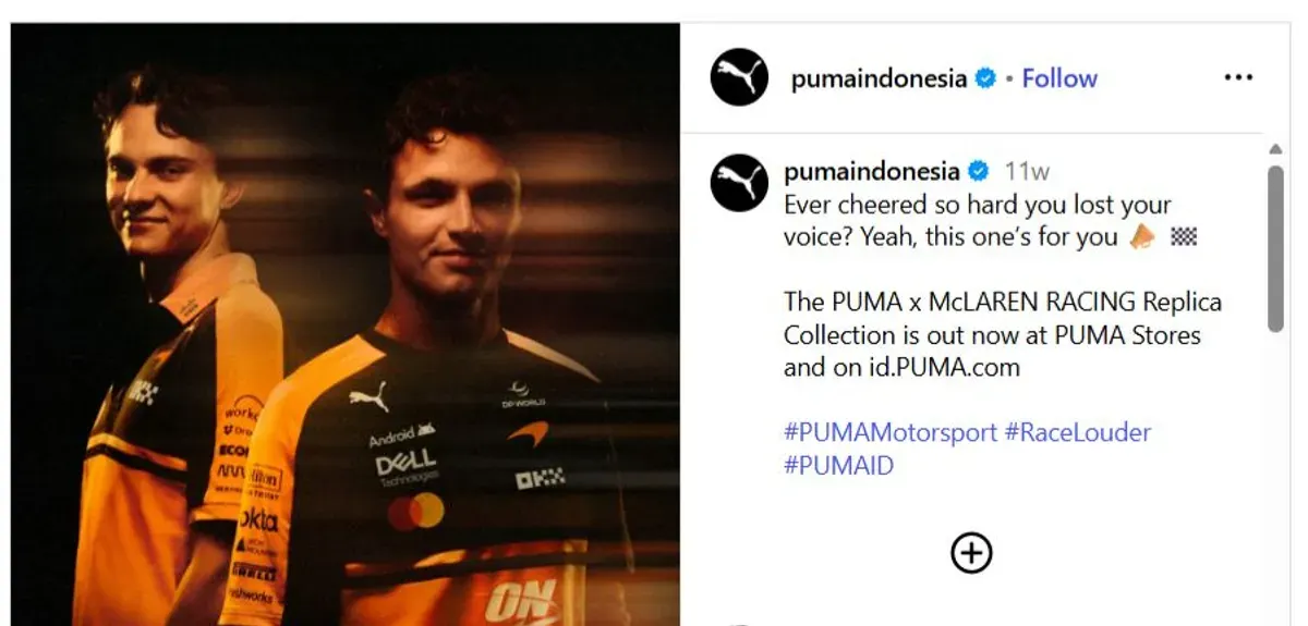 Gambar dari akun Instagram resmi Puma
