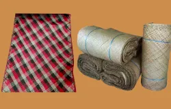 Contoh samak atau tikar dari daun pandan. Tikar kecil dan tikar mayat (kanan). Foto dari berbagai sumber. (Sumber: Istimewa)