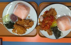 Ayam Geprek Rempah dilengkapi dengan kailan crispy dan sambal pedas yang nagih. (Sumber: Dokumentasi penulis | Foto: Firqotu Naajiyah)