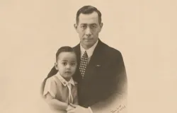 Dominique Roderick 'Dodo' Berretty dan Dominique Willem Berretty, anak dan ayah pemilik Vila Isola Bandung. (Sumber: De Kourier)