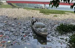 Perairan Sungai Citarum di Blok Desa Selacau Kecamatan Batujajar, Kabupaten Bandung Barat (KBB) masih menjadi area penampungan sampah kiriman dari Kota dan Kabupaten Bandung. (Sumber: Ayobandung.id | Foto: Restu Nugraha)