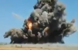 Ledakan pemusnahan amunisi kedaluwarsa di Desa Sagara, Kecamatan Cibalong, Kabupaten Garut.