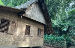 Rumah adat utama Kampung Cikondang berdiri kokoh dengan dinding bilik bambu dan atap ijuk (Sumber: Audya Athayya Khalisa)