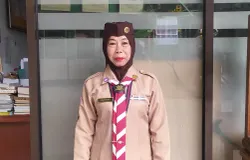 Foto Herna Wati Pembina Pramuka MTs Baabussalaam Kota Bandung. (Foto: Lutfiah Nurrahma Faisal)