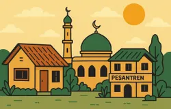 Ilustrasi rumah di dekat lingkungan pesantren. (Sumber: Ilustrasi AI)