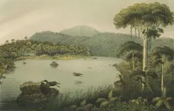 Lukisan Situ Patenggang Ciwidey di Kabupaten Bandung karya Franz Wilhelm Junghuhn tahun 1856. (Sumber: Wikimedia)