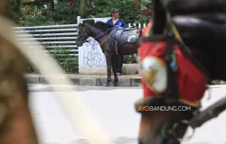Wisata kuda tunggang di kawasan Jalan Cilaki, Kota Bandung, Rabu 25 Maret 2026. (Sumber: Ayobandung.com | Foto: Irfan Al-Faritsi)