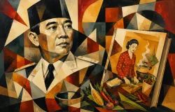 ilustrasi Sukarno dan buku "Mustikarasa". (Sumber: Ayobandung.id)