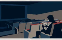 Ilustrasi Dilema Bioskop Sepi di Tengah Pergeseran Budaya Instan. (Sumber: Mochamad Arbani)