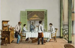 Momen rijsttafel pada tahun 1880-an. (Sumber: Collectie Stichting Nationaal Museum van Wereldculturen | Foto: Jhr. Josias Cornelis Rappard)