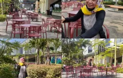 Kolase foto penulis disekitar furnitur fungsional Mall Sumaba (Sumber: dokpri | Foto: Sri Maryati)