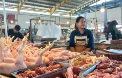 Ilustrasi pedagang daging ayam di pasar tradisional (Sumber: Ayobandung.com | Foto: Mildan Abdalloh)