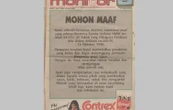 Klarifikasi dan permintaan Tabloid Monitor atas edisi 15 Oktober 1990 yang kontroversial. (Sumber: Istimewa)