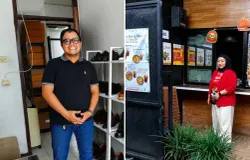 Mochamad Indra Yusuf Wahyudin (pemilik produsen sepatu kulit Koku Footwear) dan Ani Andriyani (pemilik Dimsum Inmons). (Sumber: Ayobandung.id | Foto: Aris Abdulsalam)