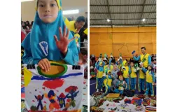 Hasil mewarnai kaos pada acara Gebyar Himpaudi Kabupaten Bandung. (Sumber: Paud Arifah)