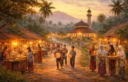 Ilustrasi suasana Bulan Puasa di Tanah Sunda. (Sumber: Ilustrasi oleh ChatGPT)