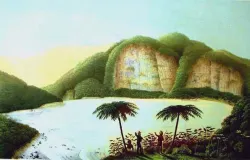 Lukisan Kawah Putih Franz Wilhelm Junghuhn. (Sumber: Wikimedia)