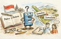 Ada cerita menarik tentang huruf “e” dimulai dalam kata 'putra vs. putera' ataupun 'Sumatra vs. Sumatera'. (Sumber: Ilustrasi oleh ChatGPT)