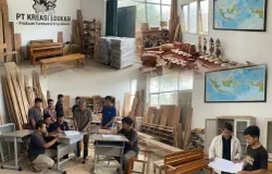 Ilustrasi pembina perajin furniture dan kriya dengan semangat Kreasi Edukasi (Sumber: dikreasi dengan bantuan Gemini | Foto: gambar: Totok Siswantara)