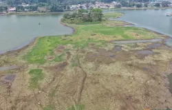 Fenomena tahunan menyusutnya air Situ Ciburuy kian terasa di musim kemarau ini, berdampak langsung pada sektor pertanian, pariwisata lokal, hingga aktivitas warga. (Sumber: ayobandung.id | Foto: Irfan Al Faritsi)