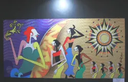 Lukisan digital printing. (Sumber: Taswadi. 2019. "Teknik Digital Printing Lukisan Warli Haryana." Irama: Jurnal Seni, Desain dan Pembelajarannya, Fakultas Pendidikan Seni dan Desain UPI)