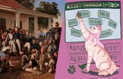Ilustrasi lukisan karya Raden Saleh dan seni modern. (Sumber: istimewa)