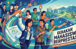 Ilustrasi gerakan mahasiswa berprestasi. (Sumber: Gemini AI | Foto: Gemini AI)