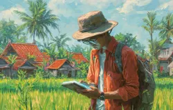 Ilustrasi sarjana penggerak di desa. (Sumber: Meta AI)