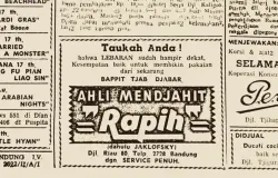 Potongan iklan toko kain dan pakaian yang dimuat di surat kabar Bandung pada era 1960-1970-an, menggambarkan semarak persiapan masyarakat menyambut Lebaran pada masa itu. (Sumber: Dokumentasi Penulis)