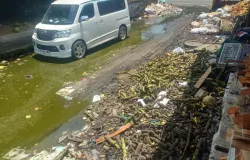 Satu sudut pasar Gedebage yang digenangi air lindih dari sampah. (Foto: Dokumen pribadi)