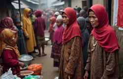 Ilustrasi tentang kemiskinan struktural. (Sumber: Dibuat dengan bantuan Meta | Foto: Arif Minardi))