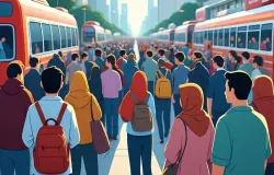 Ilustrasi urbanisasi pasca lebaran. (Sumber: Meta | Foto: Arif Minardi)