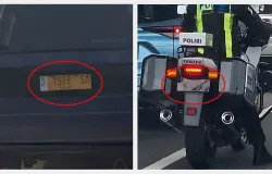 Bentuk pelanggaran TNKB yang paling umum, yaitu modifikasi bentuk huruf dan penggunaan penutup plat berbahan mika gelap. (Sumber: Dok. Penulis)