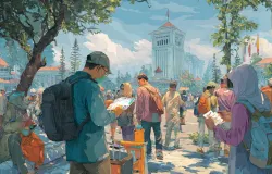 Ilustrasi rawan modus penipuan di ruang publik di Kota Bandung (Sumber: AI)
