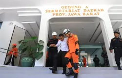 Simulasi penanganan bencana gempa bumi akibat Sesar Lembang. (Sumber: Ayobandung | Foto: Irfan Al-Faritsi)