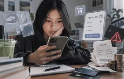 Ilustrasi AI penggunaan paylater di kalangan Gen Z dan risiko finansial yang perlu diwaspadai. (Sumber: OpenAI (AI-generated) | Foto: AI-generated image)