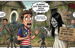 Ilustrasi konten kreator di sebuah lokasi wisata. (Sumber: Arsip pribadi | Foto: AI Gemini)